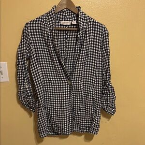 Women's Black and White Checkered Top